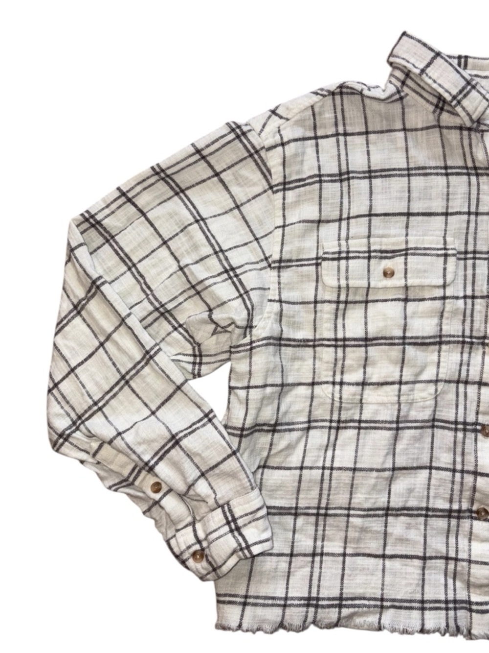 Lucky Brand Raw Edge Cropped Button Down Shirt - Picture 7 of 13